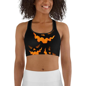 Spooky Pumpkin Halloween Sports Bra