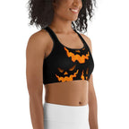 Spooky Pumpkin Halloween Sports Bra