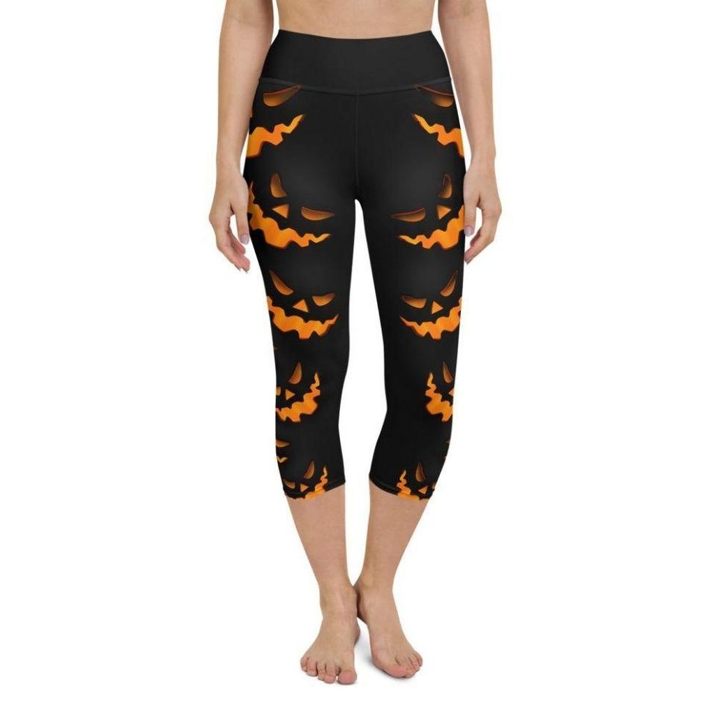 Spooky Pumpkin Halloween Yoga Capris