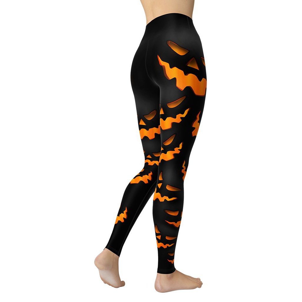 Spooky Pumpkin Halloween Yoga Leggings - FiercePulse - Premium Workout Leggings - Yoga Pants