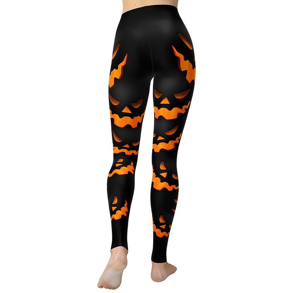 Leotardos De Calabazas Para Halloween - Pantalones De Disfraz Para Mujer, Negros Con Estampado Naranja