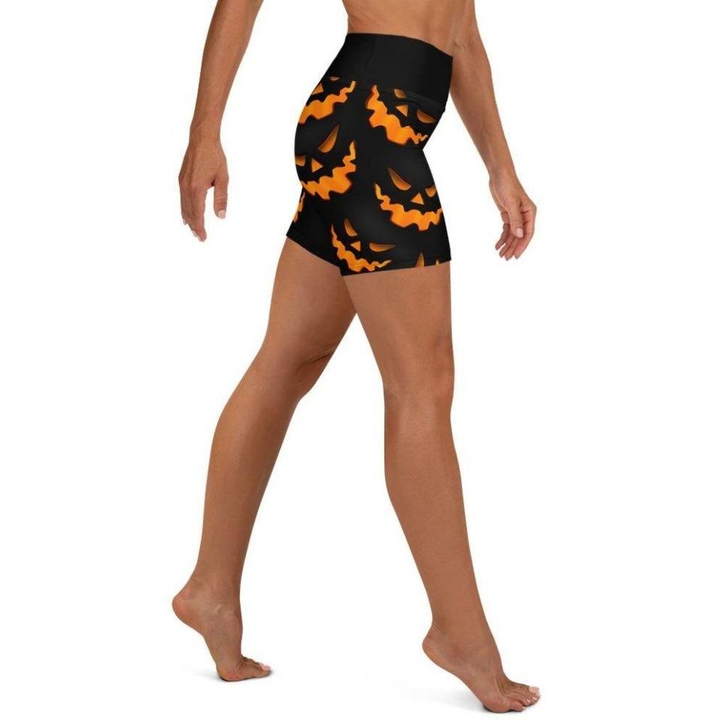 Spooky Pumpkin Halloween Yoga Shorts