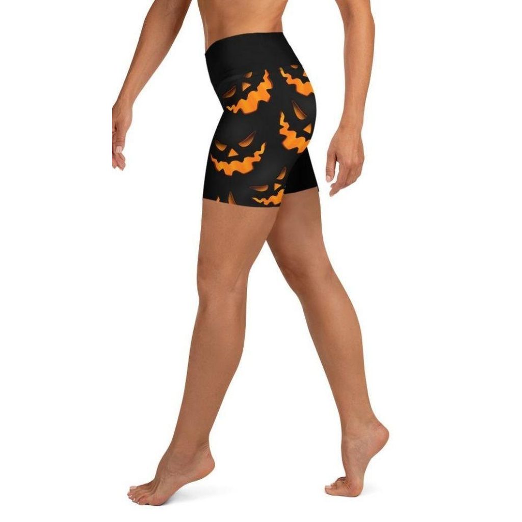 Spooky Pumpkin Halloween Yoga Shorts