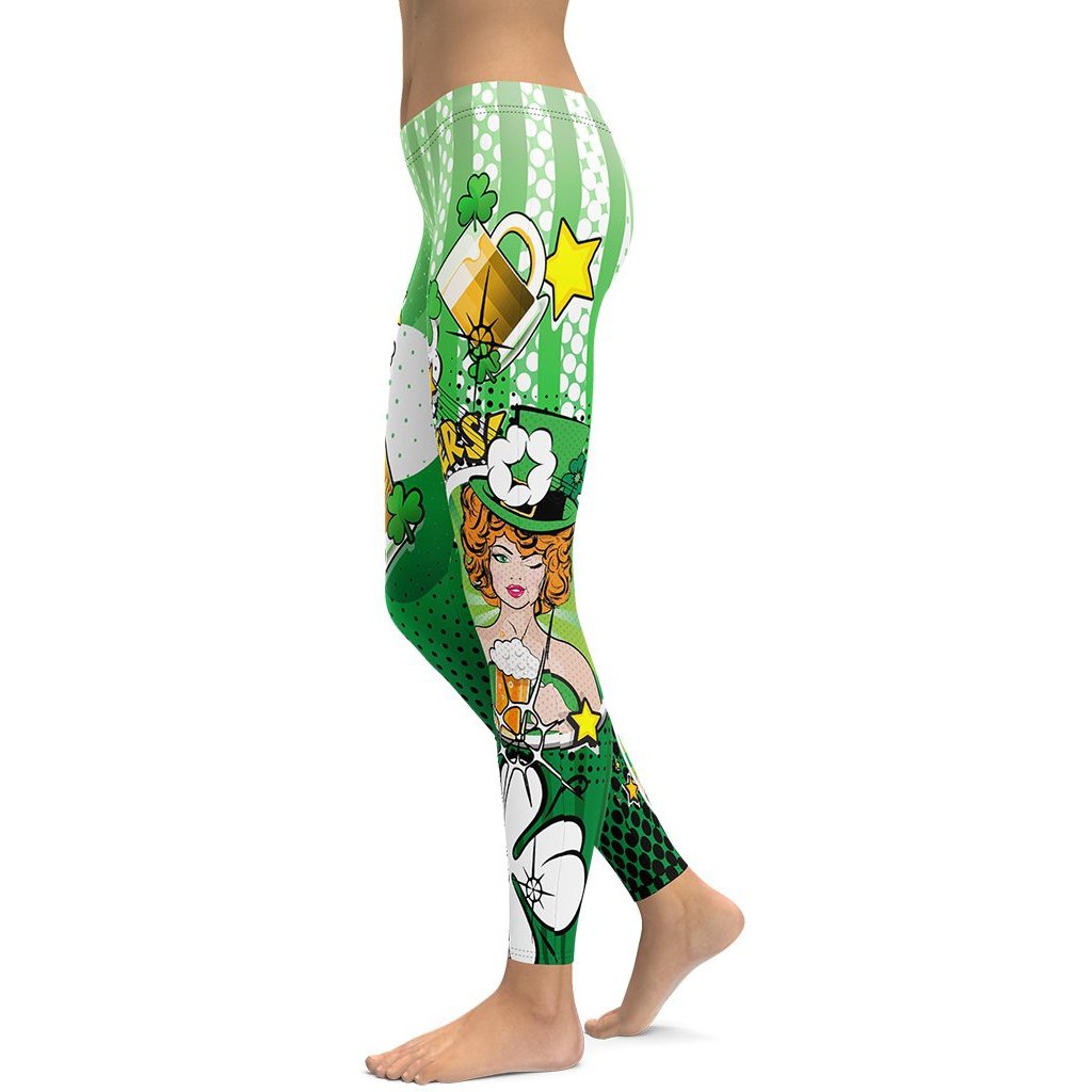 St Patricks Day 3 Leaf Shamrock Leggings : Beautiful #Yoga Pants
