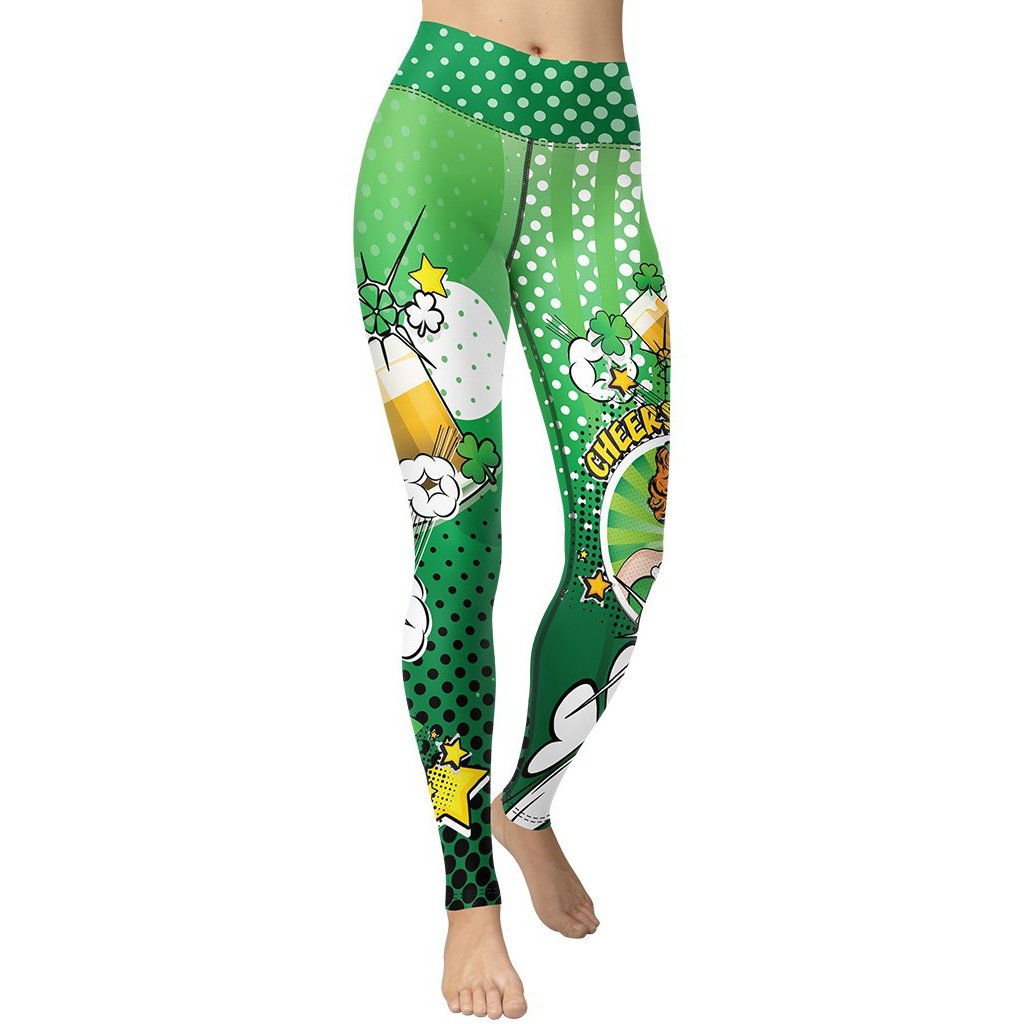 St. Patrick's Pop Art Yoga Leggings - FiercePulse - Premium Workout Leggings - Yoga Pants