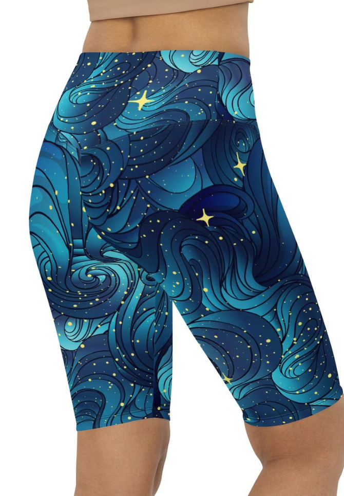 Starry Night Biker Shorts