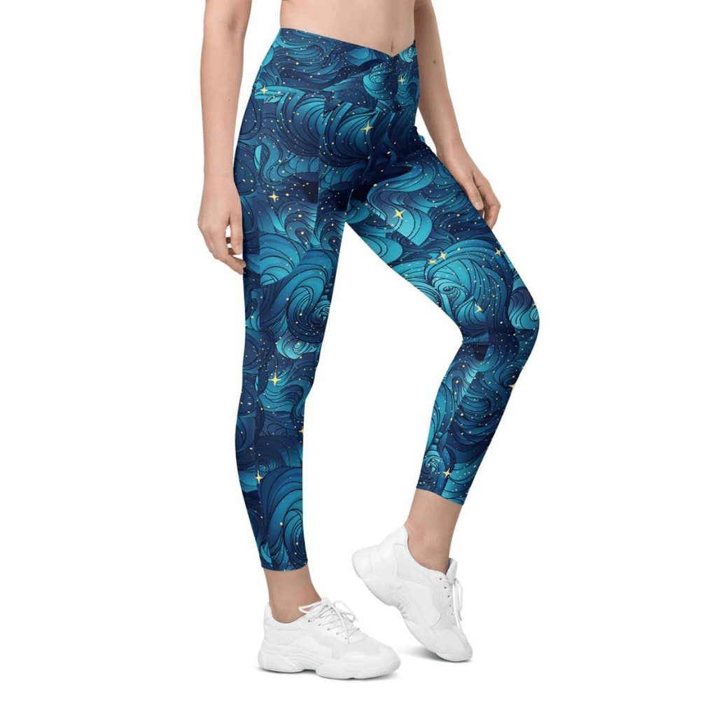 Starry Night Crossover Leggings With Pockets