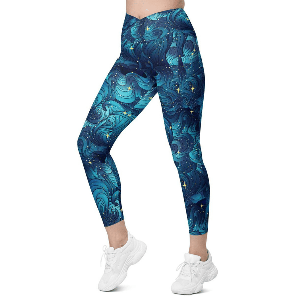 Starry Night Crossover Leggings With Pockets