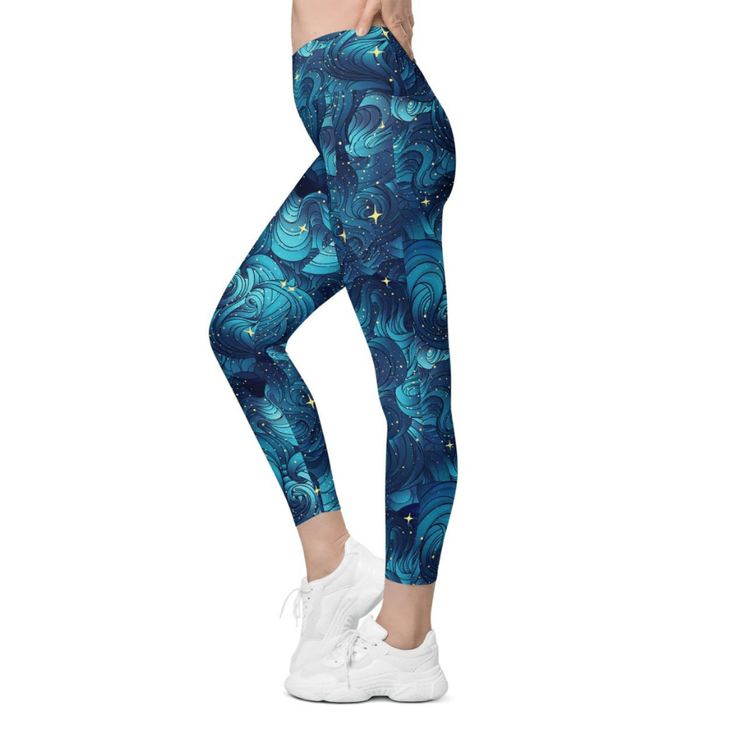 Starry Night Crossover Leggings With Pockets