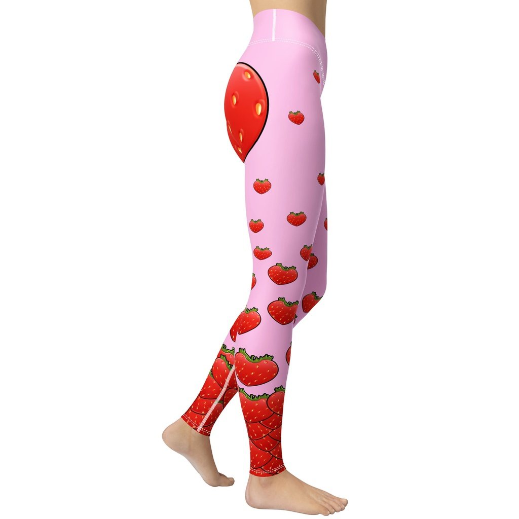 Strawberry Heart Shaped Yoga Leggings