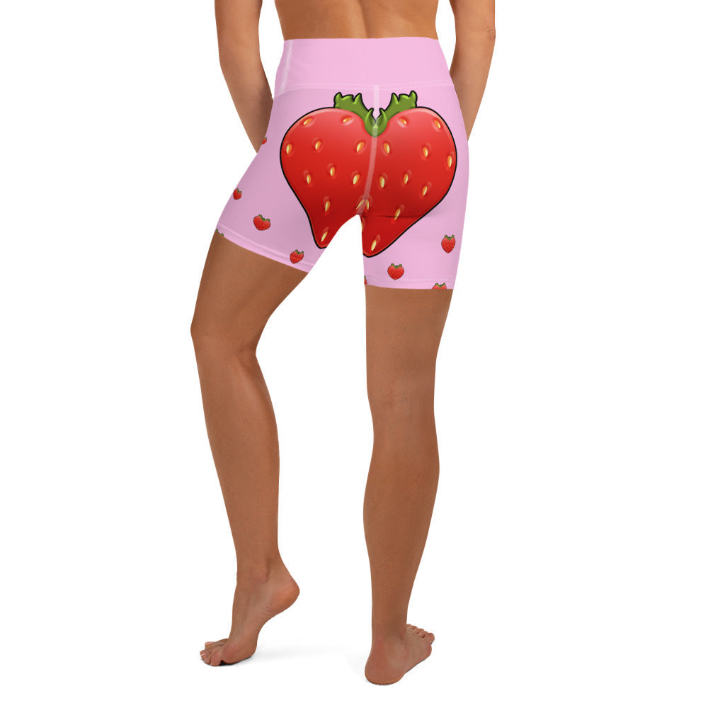 Strawberry Heart Shaped Yoga Shorts