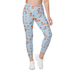 Stripes & Crabs Crossover Leggings With Pockets