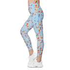 Stripes & Crabs Crossover Leggings With Pockets