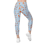 Stripes & Crabs Crossover Leggings With Pockets