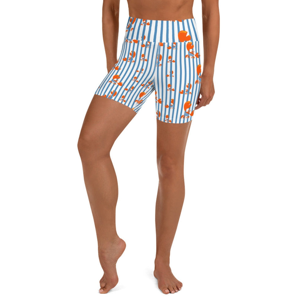 Stripes & Crabs Yoga Shorts