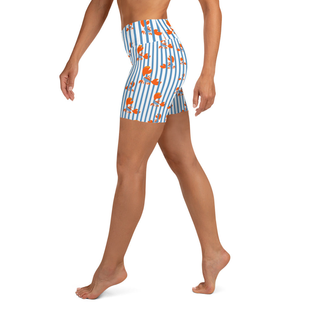 Stripes & Crabs Yoga Shorts