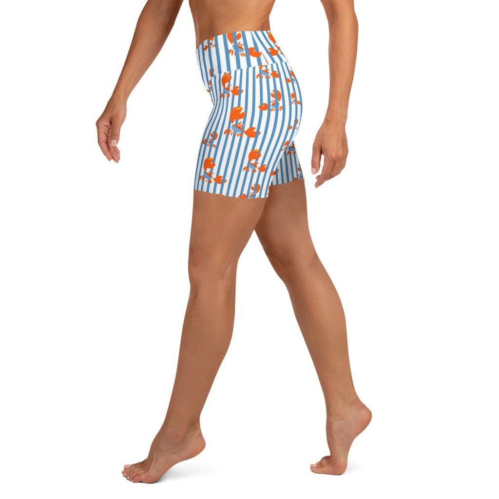 Stripes & Crabs Yoga Shorts