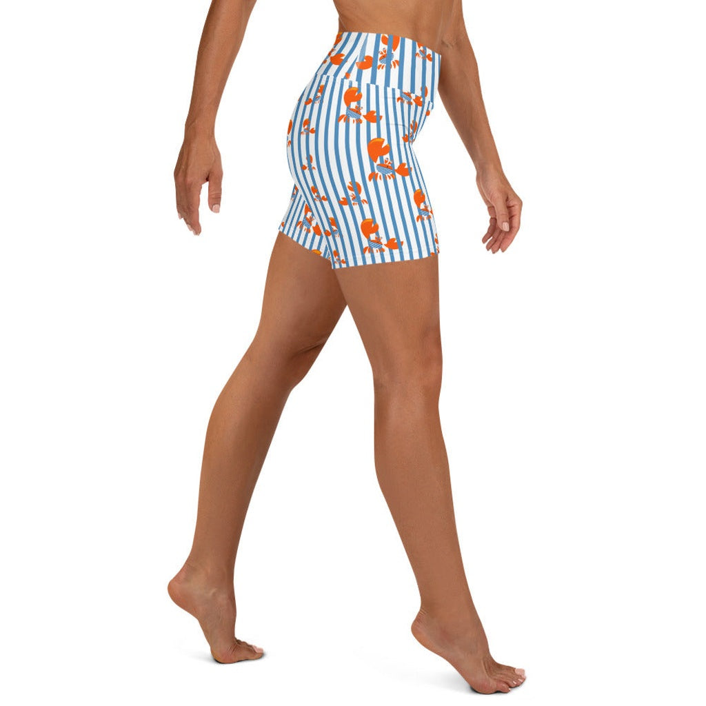 Stripes & Crabs Yoga Shorts