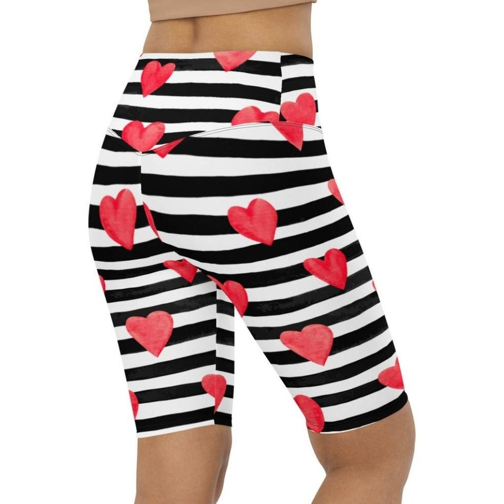 Stripes & Hearts Biker Shorts