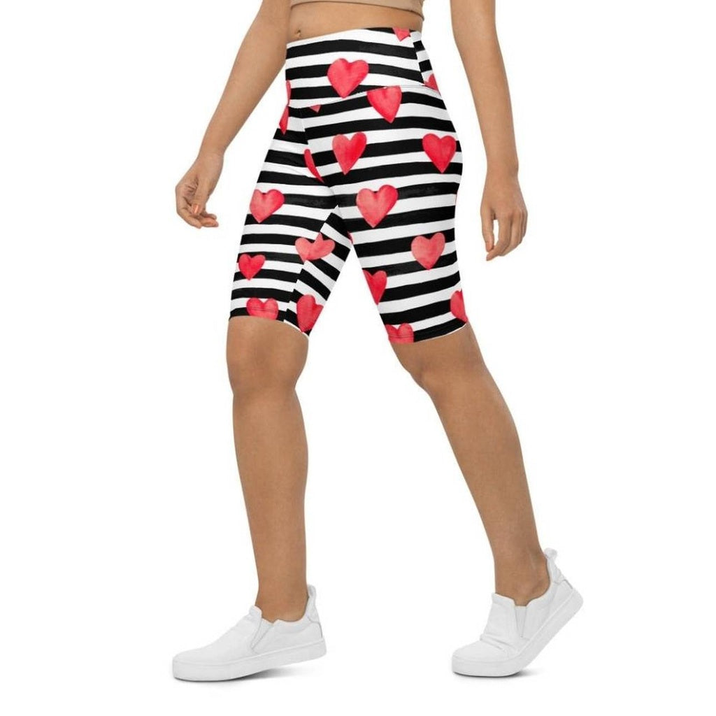 Stripes & Hearts Biker Shorts