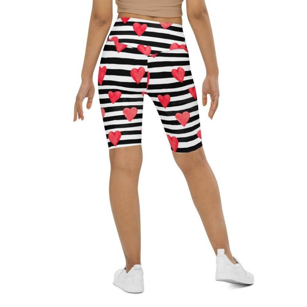 Stripes & Hearts Biker Shorts