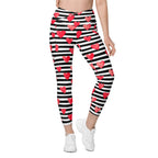 Stripes & Hearts Crossover Leggings With Pockets