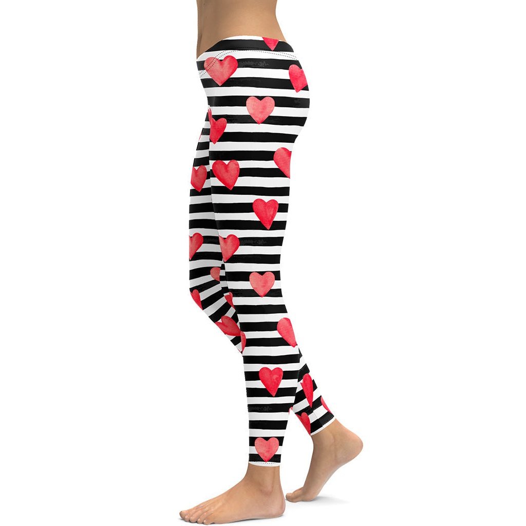 VALMASS Valentine's Day Leggings Women Cute Heart Print High Waist Yoga  Pants Casual Hip Lift Workout Pants