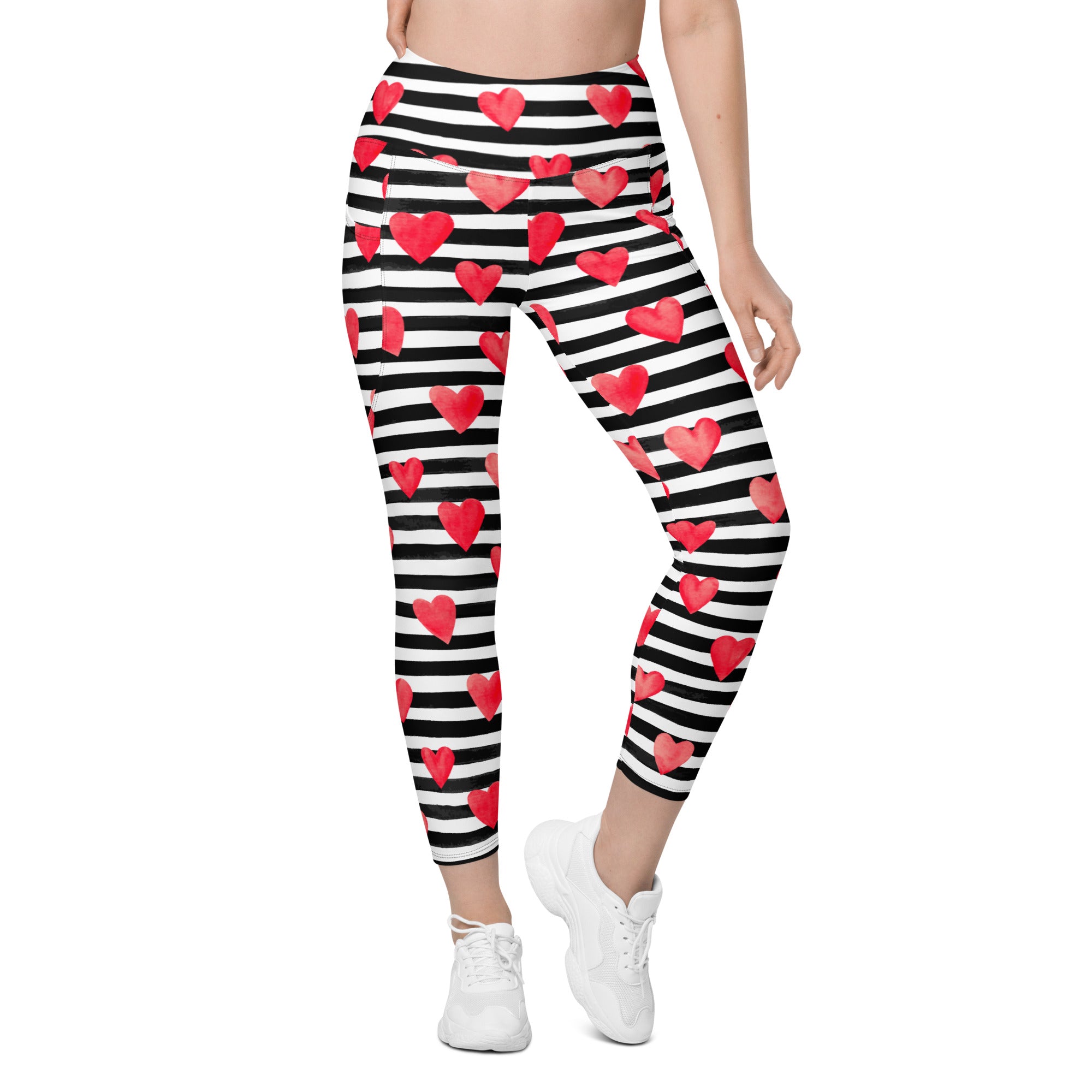 Stripes & Hearts Leggings With Pockets
