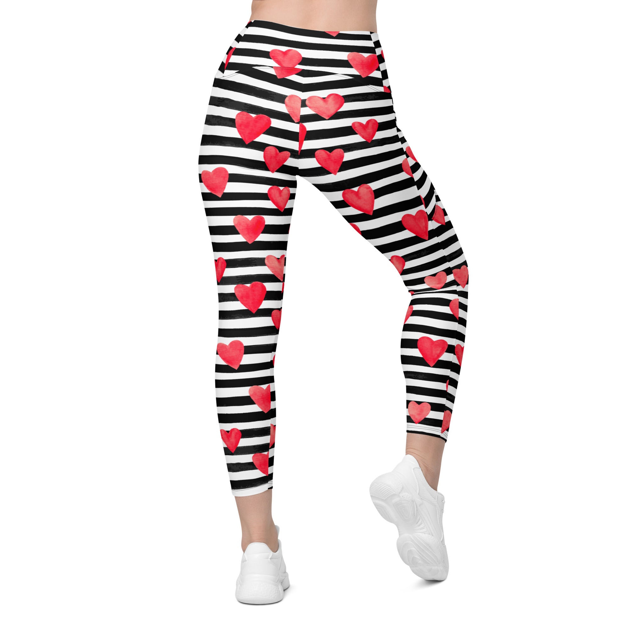 Stripes & Hearts Leggings With Pockets