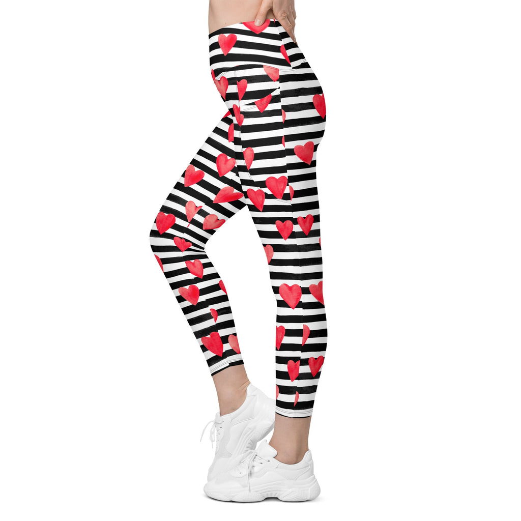 Stripes & Hearts Leggings With Pockets