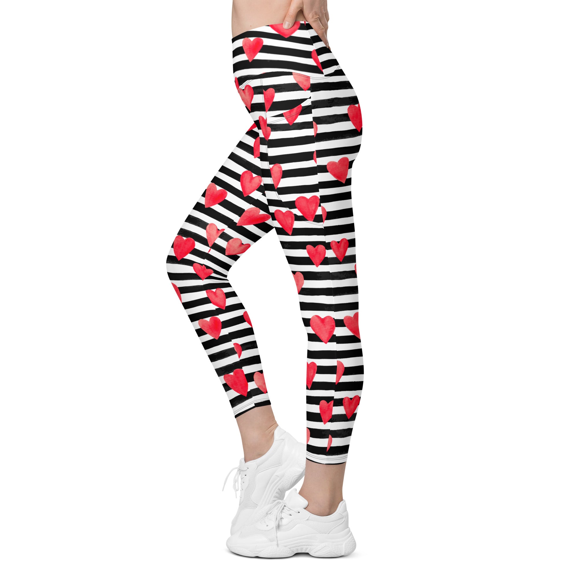 Stripes & Hearts Leggings With Pockets