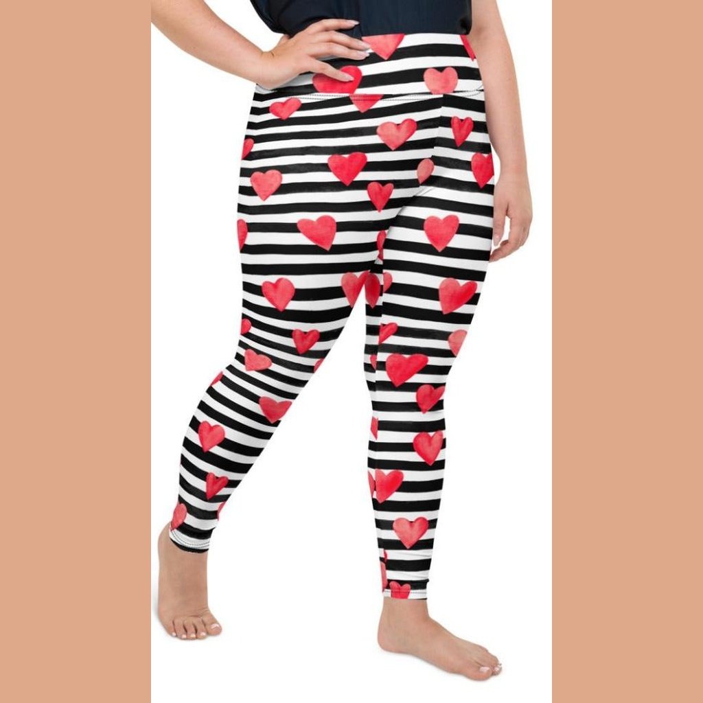 Stripes & Hearts Plus Size Leggings