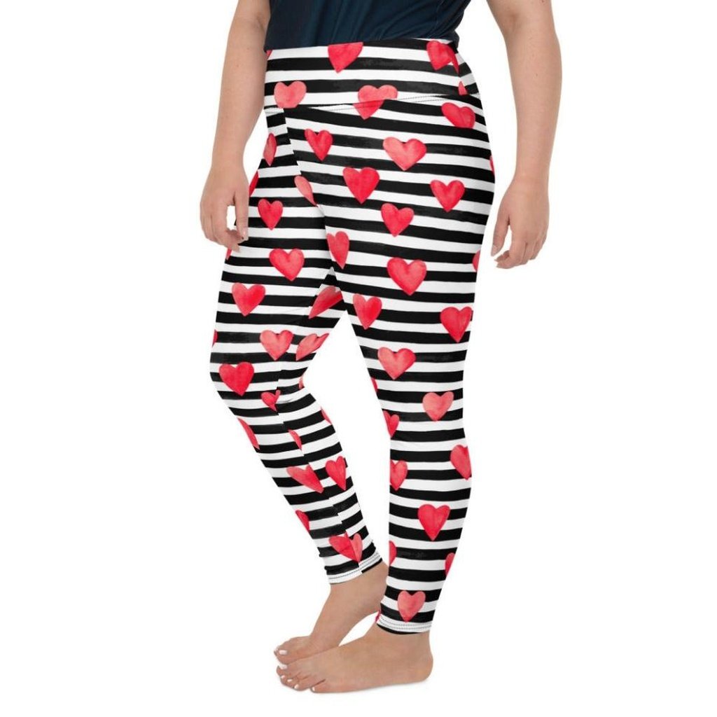 Stripes & Hearts Plus Size Leggings