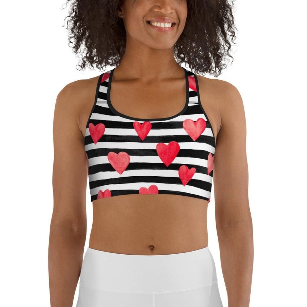 Stripes & Hearts Sports Bra