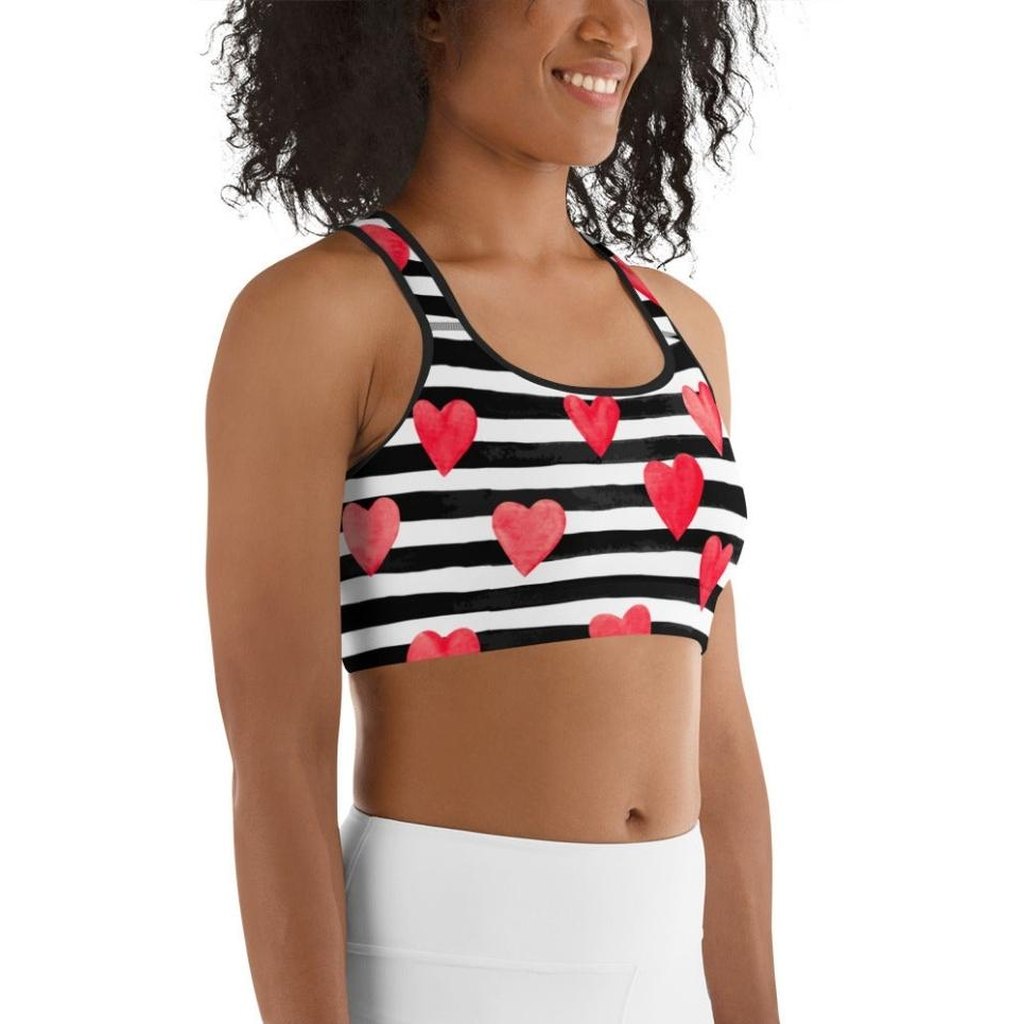 Stripes & Hearts Sports Bra
