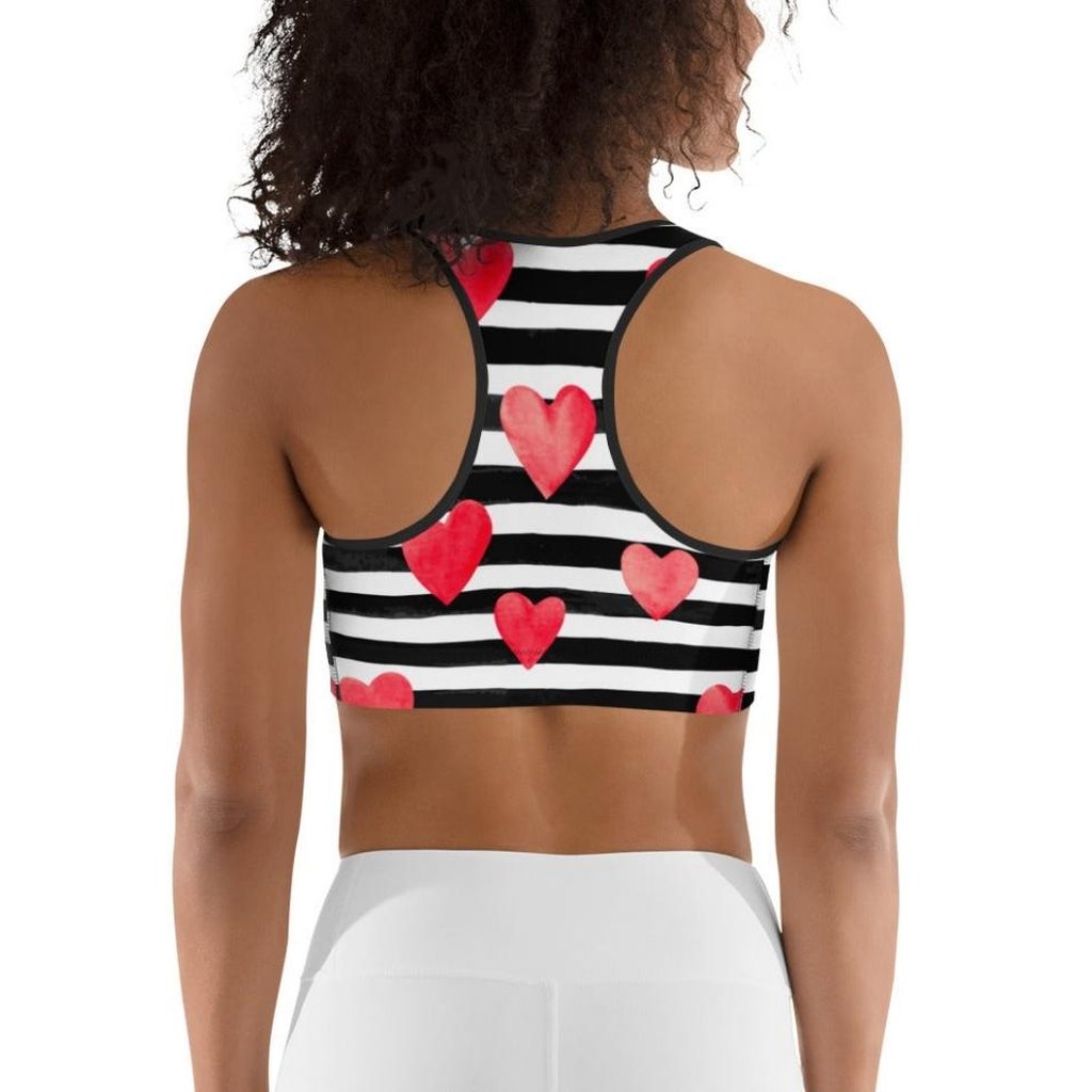 Stripes & Hearts Sports Bra