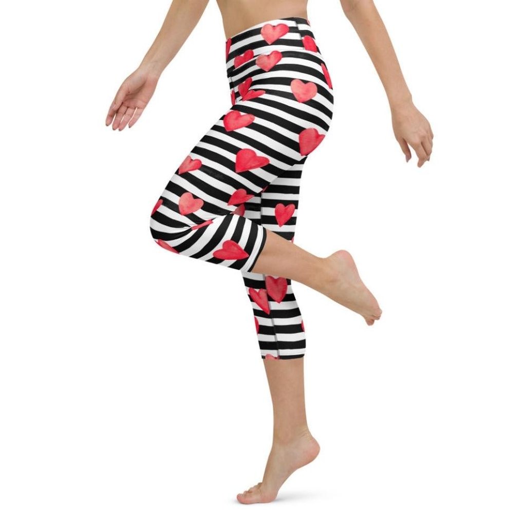 Stripes & Hearts Yoga Capris