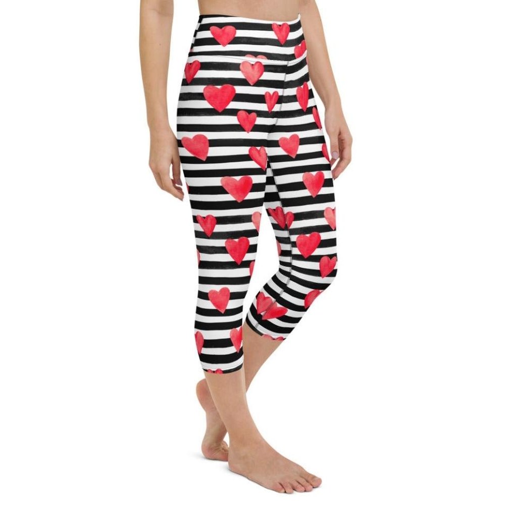 Stripes & Hearts Yoga Capris
