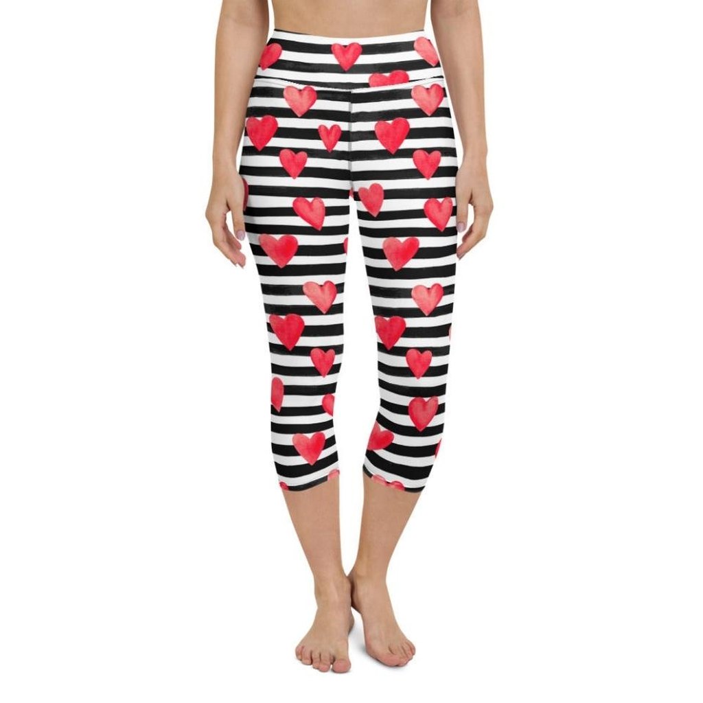 Stripes & Hearts Yoga Capris