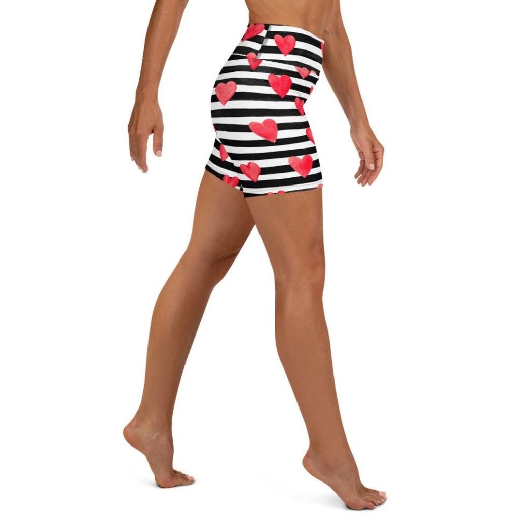 Stripes & Hearts Yoga Shorts