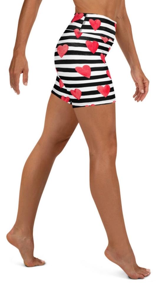 Stripes & Hearts Yoga Shorts