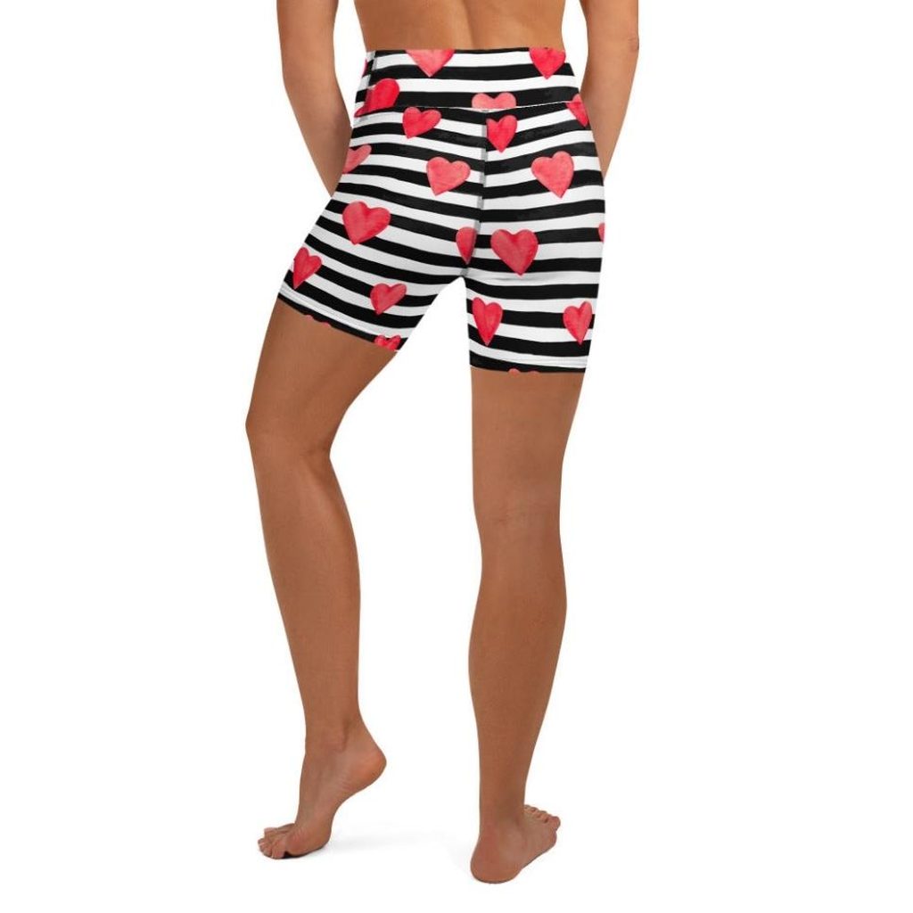 Stripes & Hearts Yoga Shorts