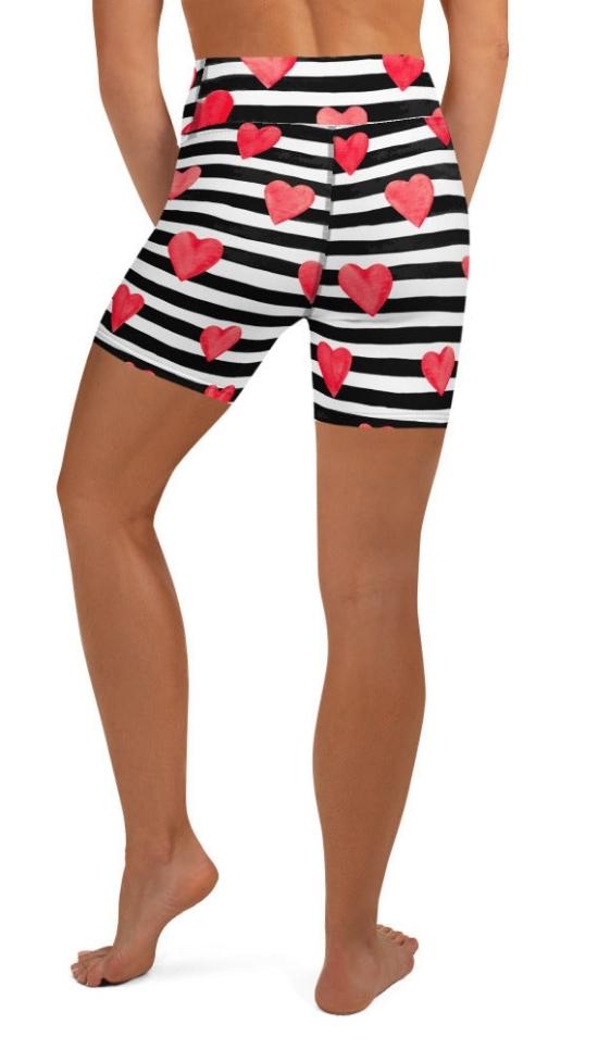 Stripes & Hearts Yoga Shorts