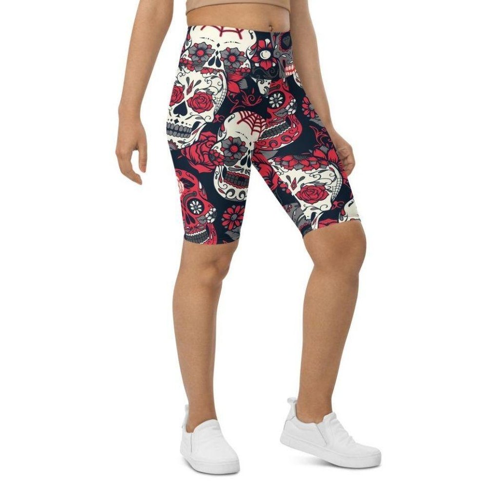 Sugar Skull Biker Shorts