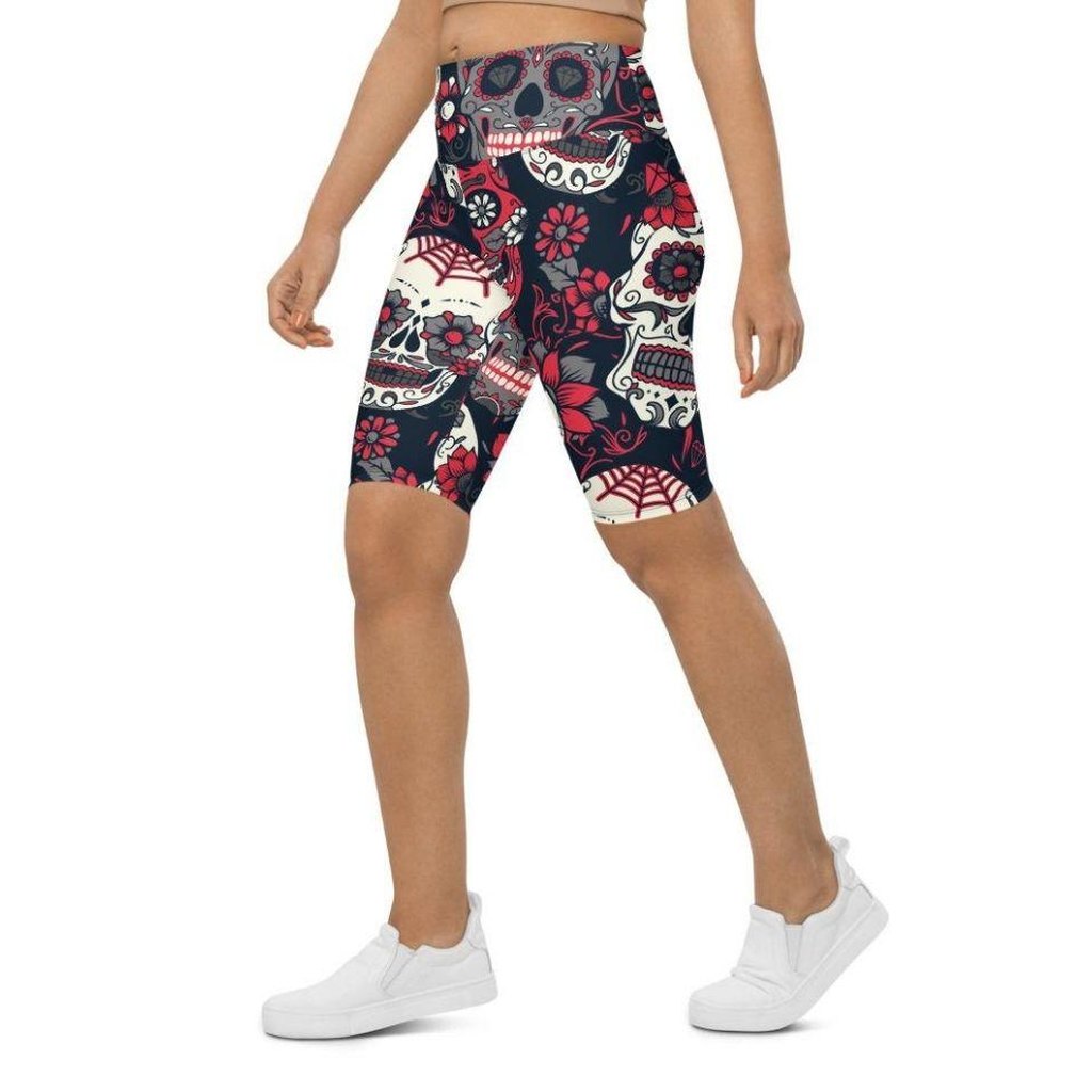 Sugar Skull Biker Shorts
