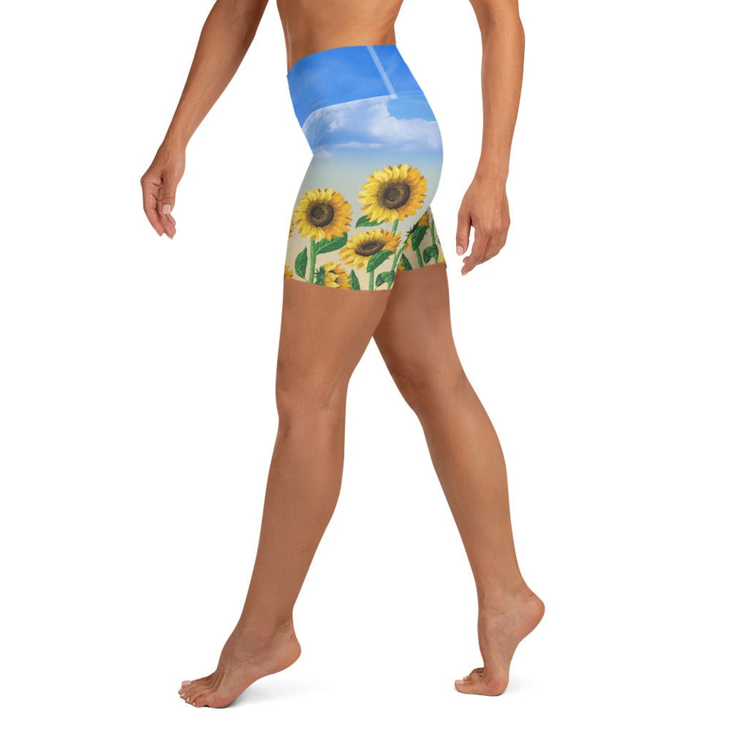 Sunflower Fields Yoga Shorts