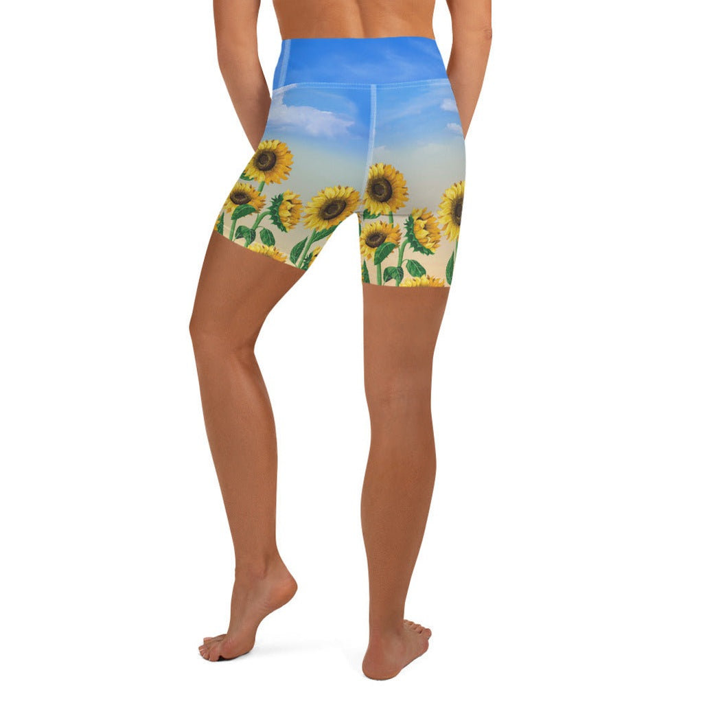 Sunflower Fields Yoga Shorts