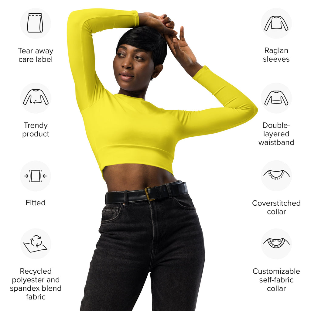 Sunshine Yellow Recycled Long-sleeve Crop Top