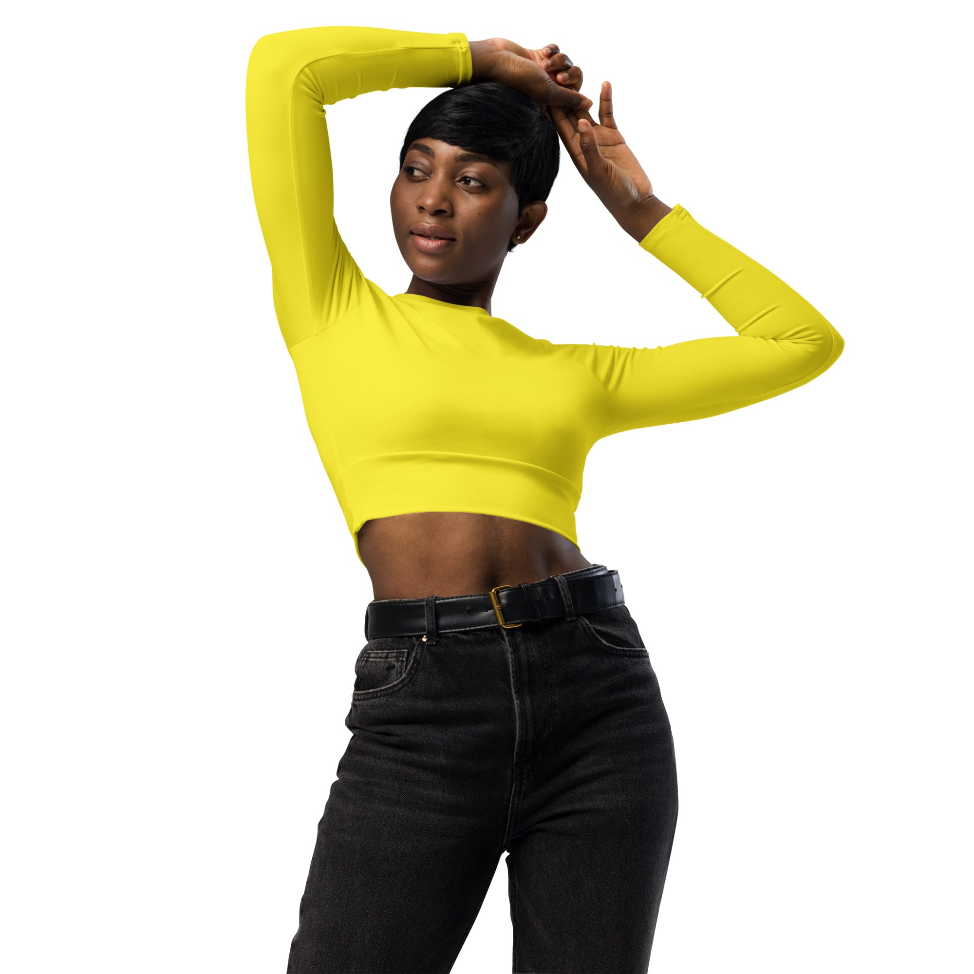 Sunshine Yellow Recycled Long-sleeve Crop Top