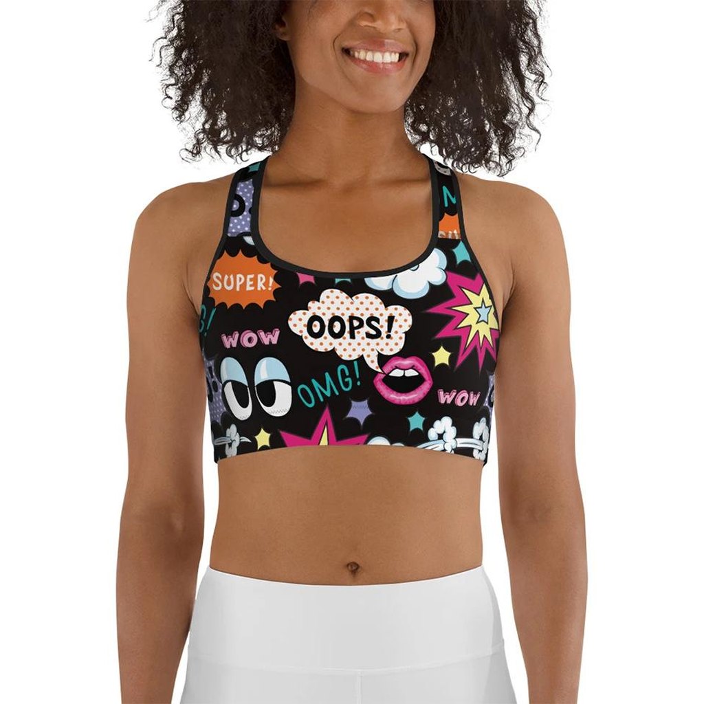 Super Cool Pop Art Sports Bra